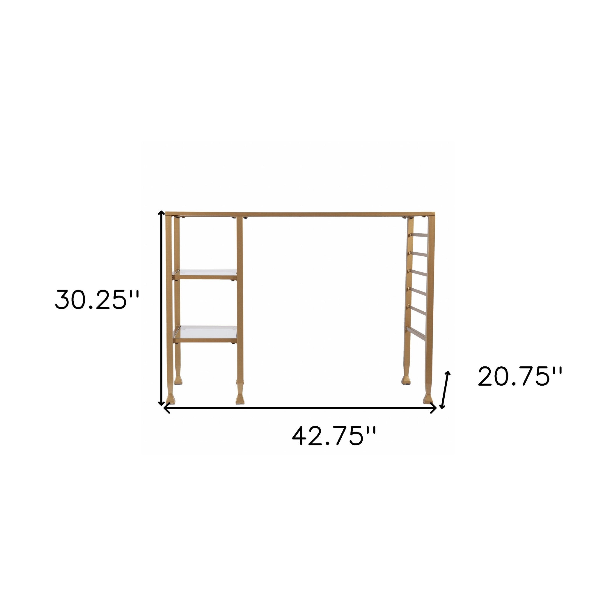 43" Clear and Gold Glass Writing Desk