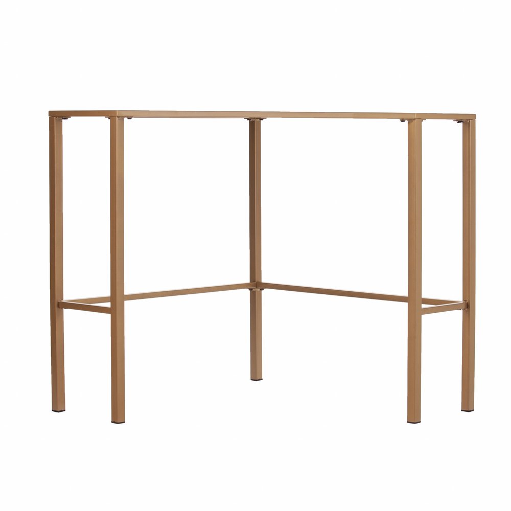 42" Clear and Gold Glass and Iron Corner Writing Desk