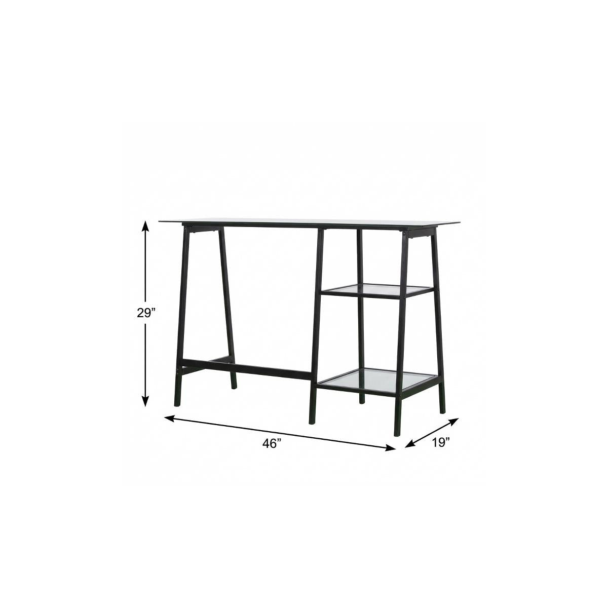 46" Clear and Black Glass Writing Desk