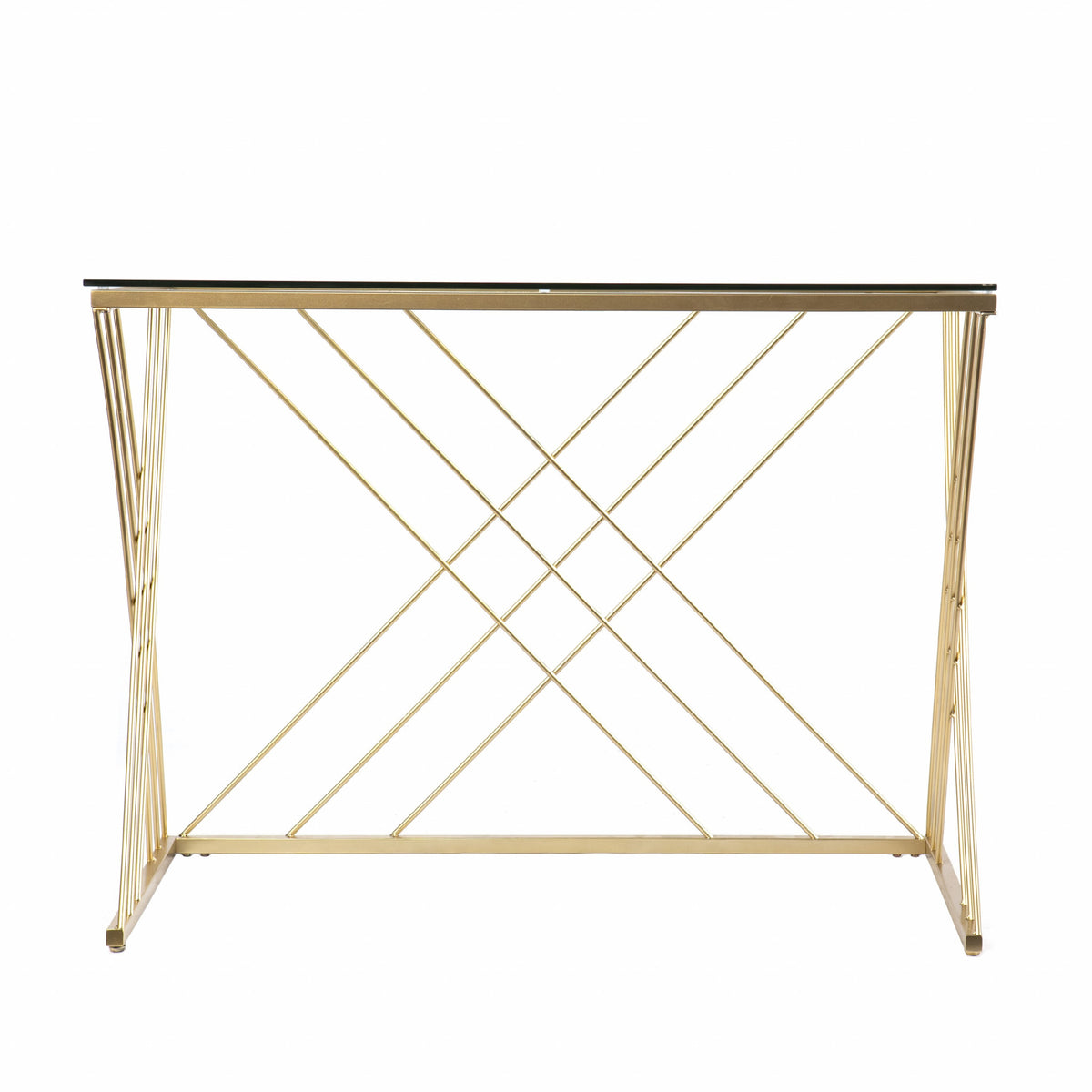 40" Clear and Gold Glass and Iron Sled