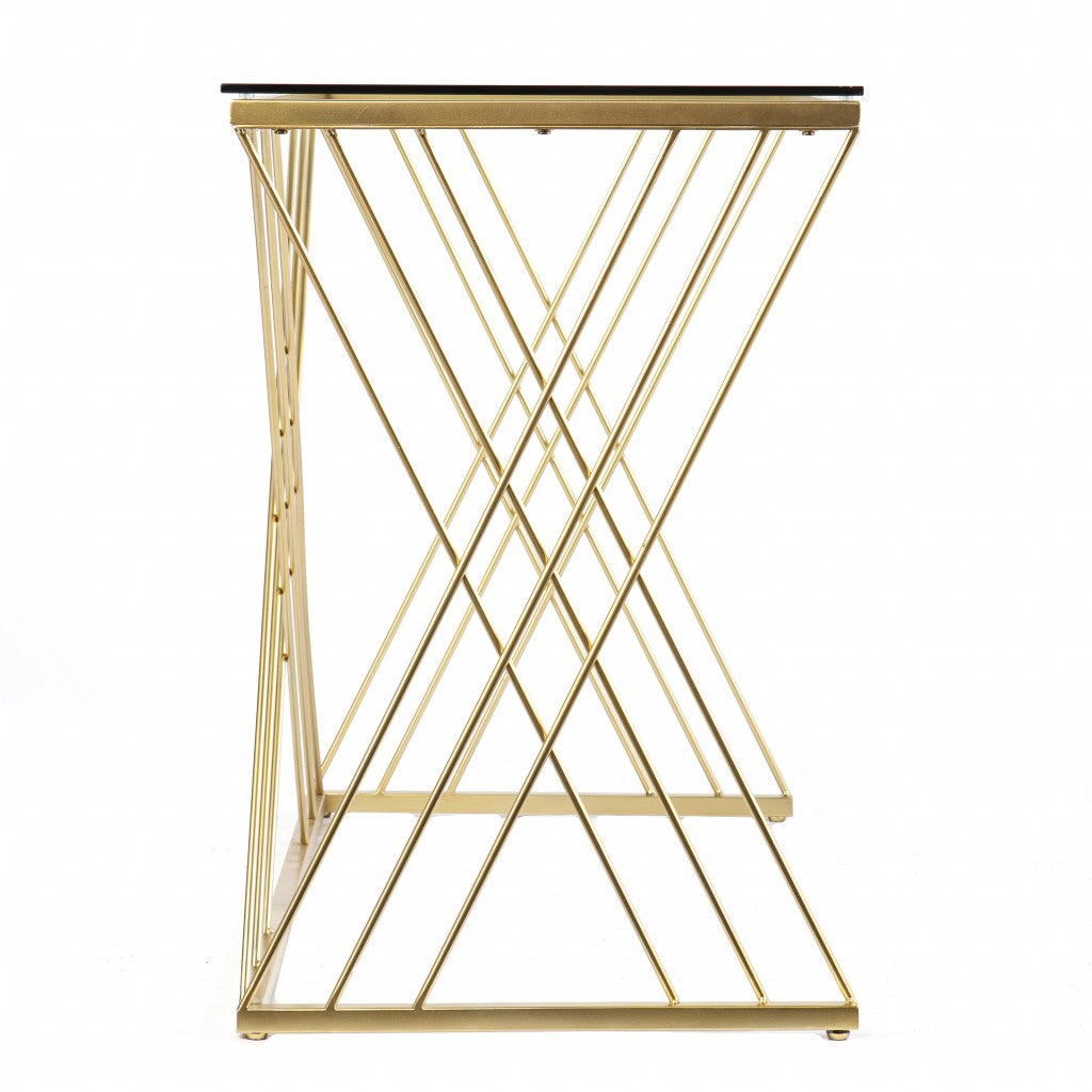 40" Clear and Gold Glass and Iron Sled