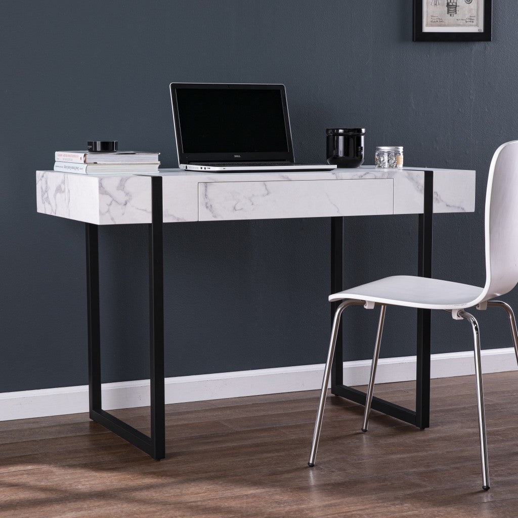 45" White and Black Writing Desk