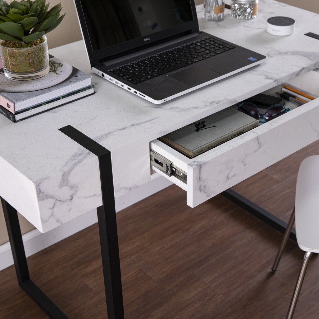 45" White and Black Writing Desk