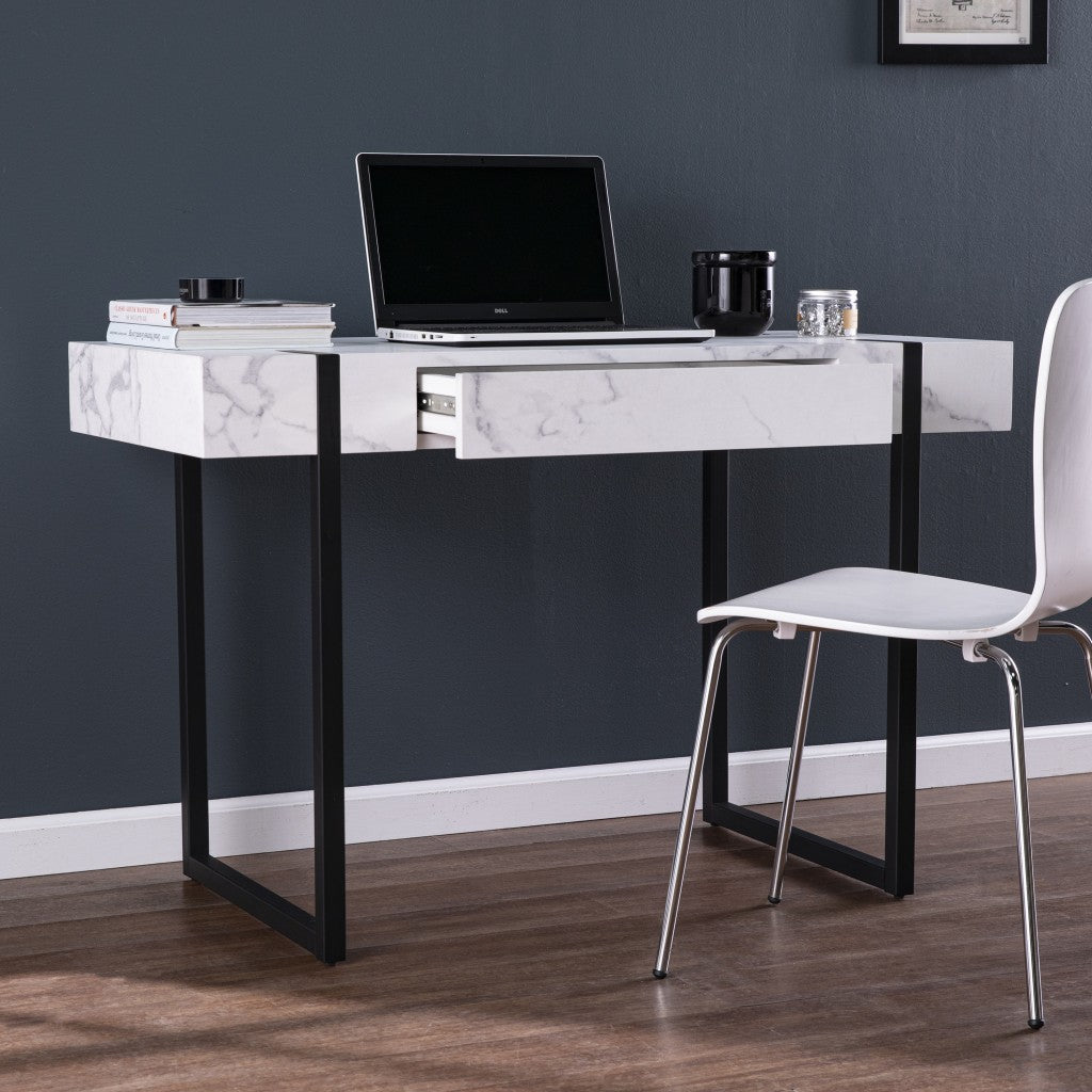 45" White and Black Writing Desk