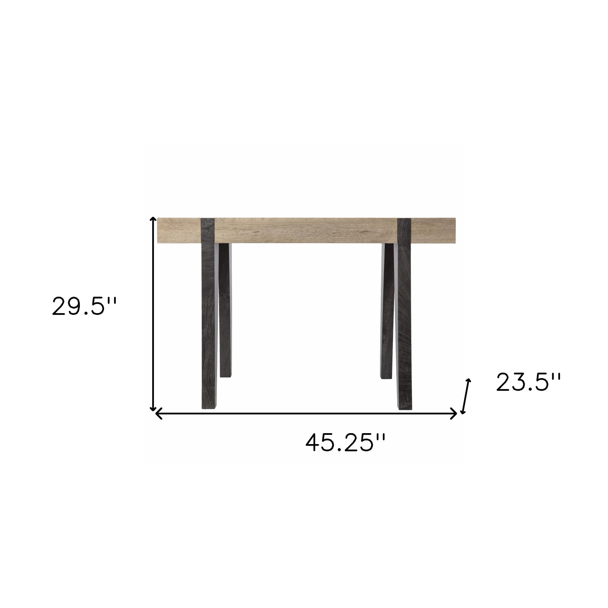 45" Natural and Dark Brown Writing Desk