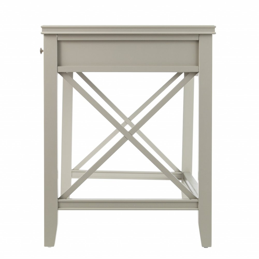 48" Gray Wood Trestle With Three Drawers