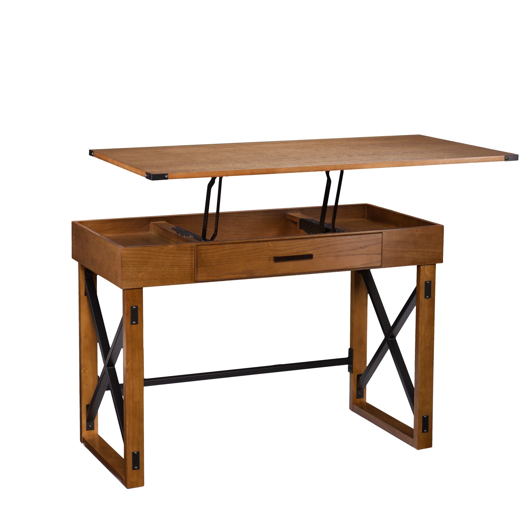 Natural Brown Adjustable Height Desk
