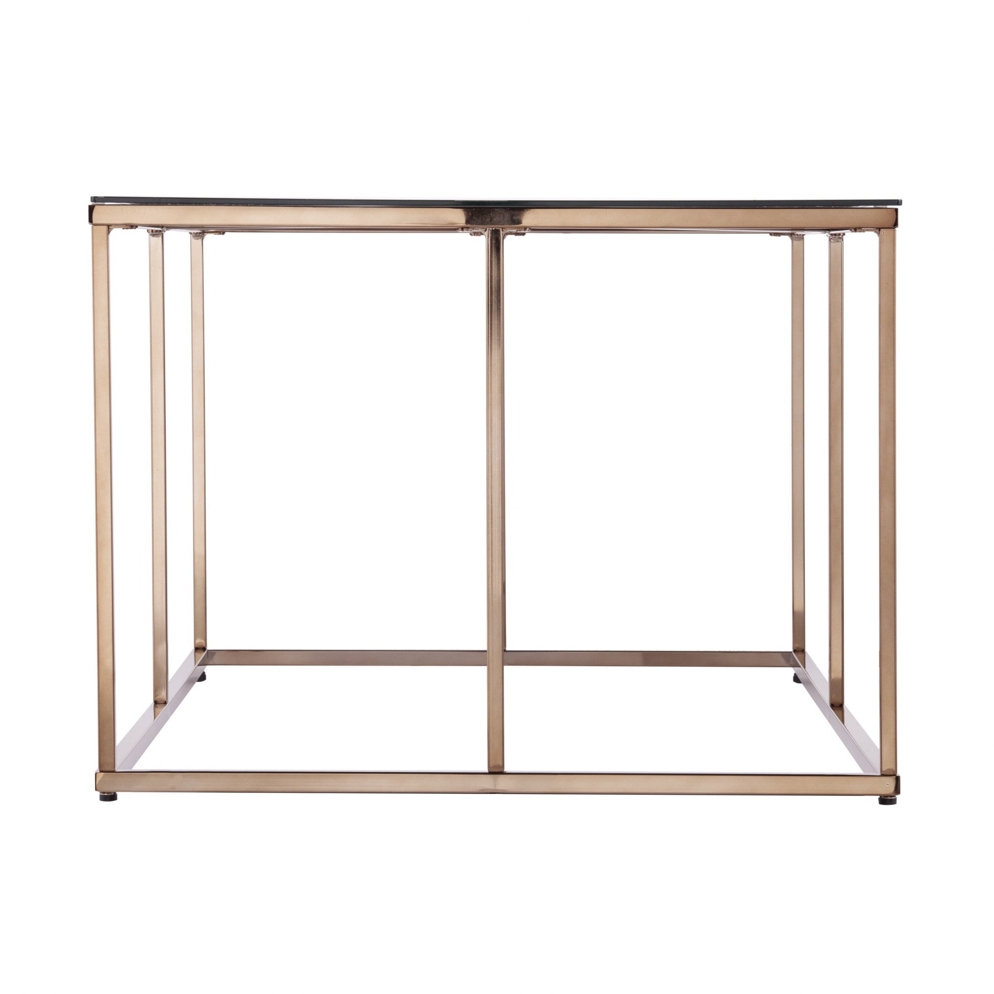 42" Clear and Champagne Glass and Metal Coffee Table