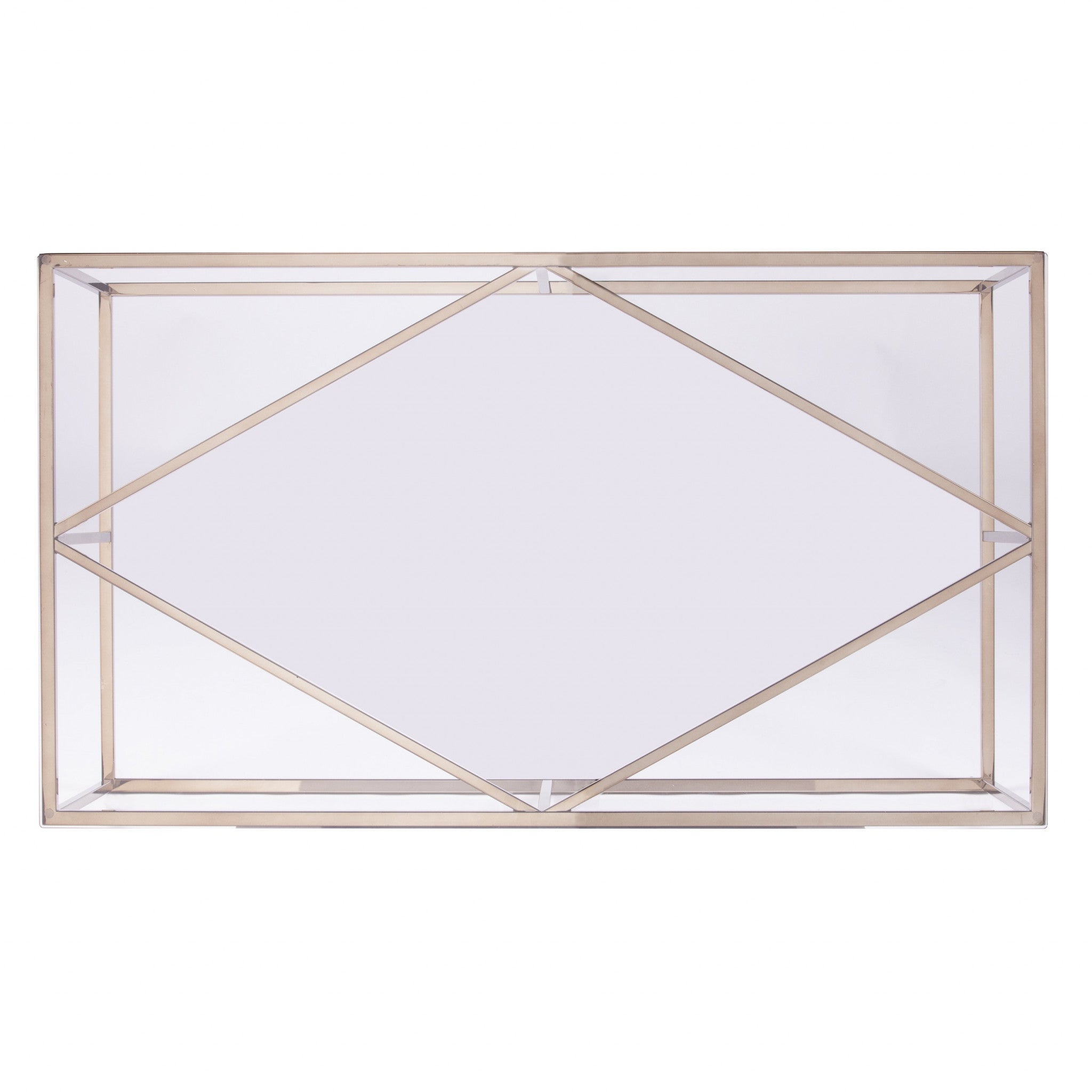 42" Clear and Champagne Glass and Metal Coffee Table