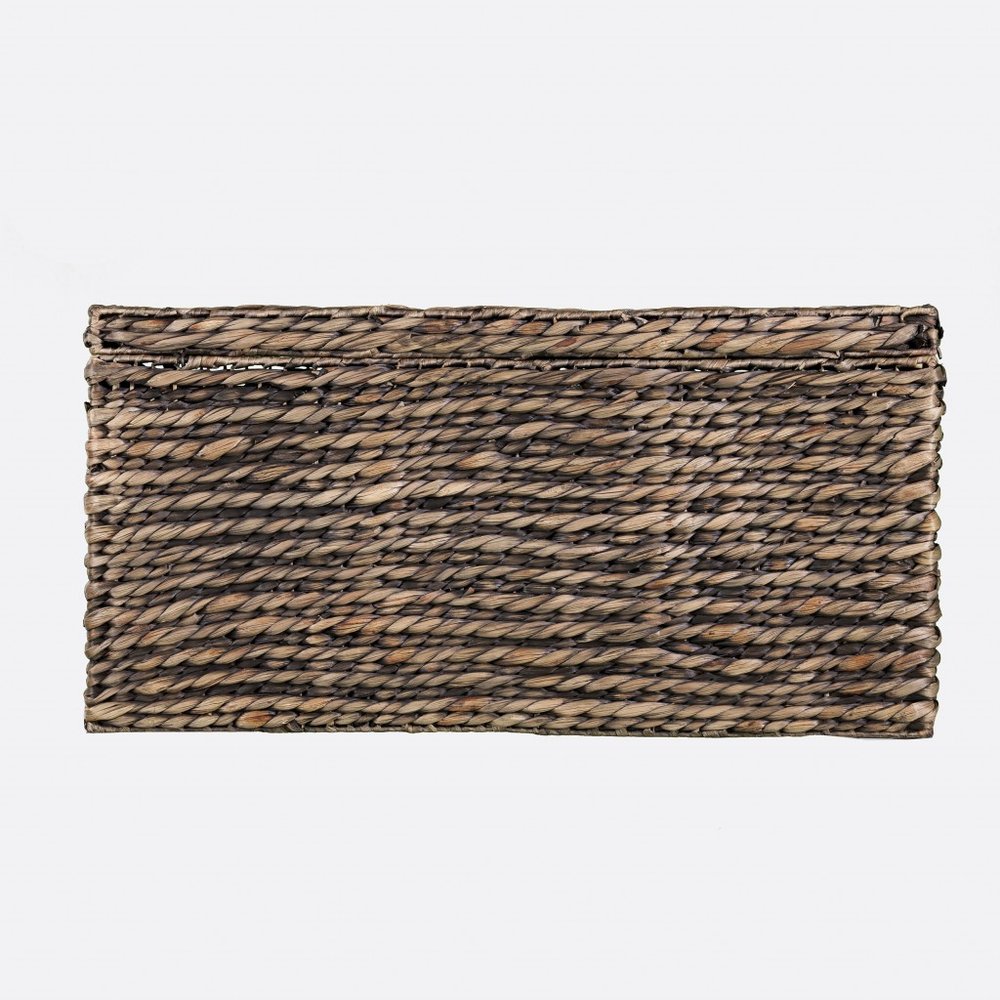 33" Brown Wicker and Iron Square Lift Top Solid Trunk Coffee Table