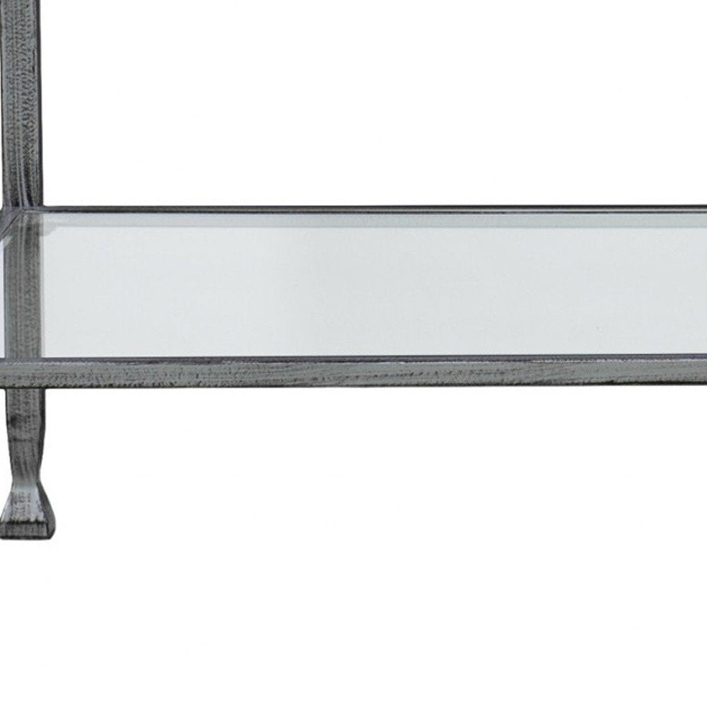 48" Silver Glass and Metal Coffee Table