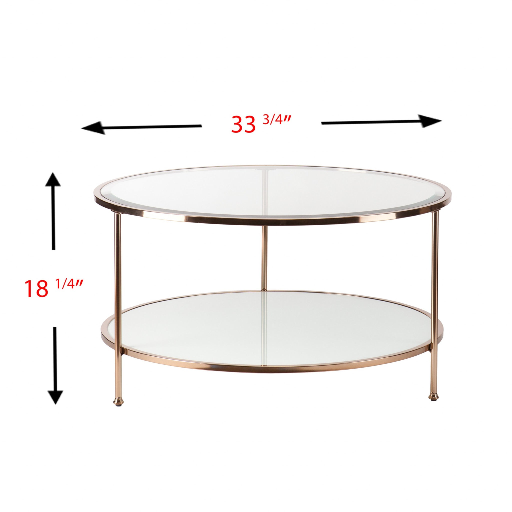 34" Clear and Gold Glass with Iron Round Coffee Table