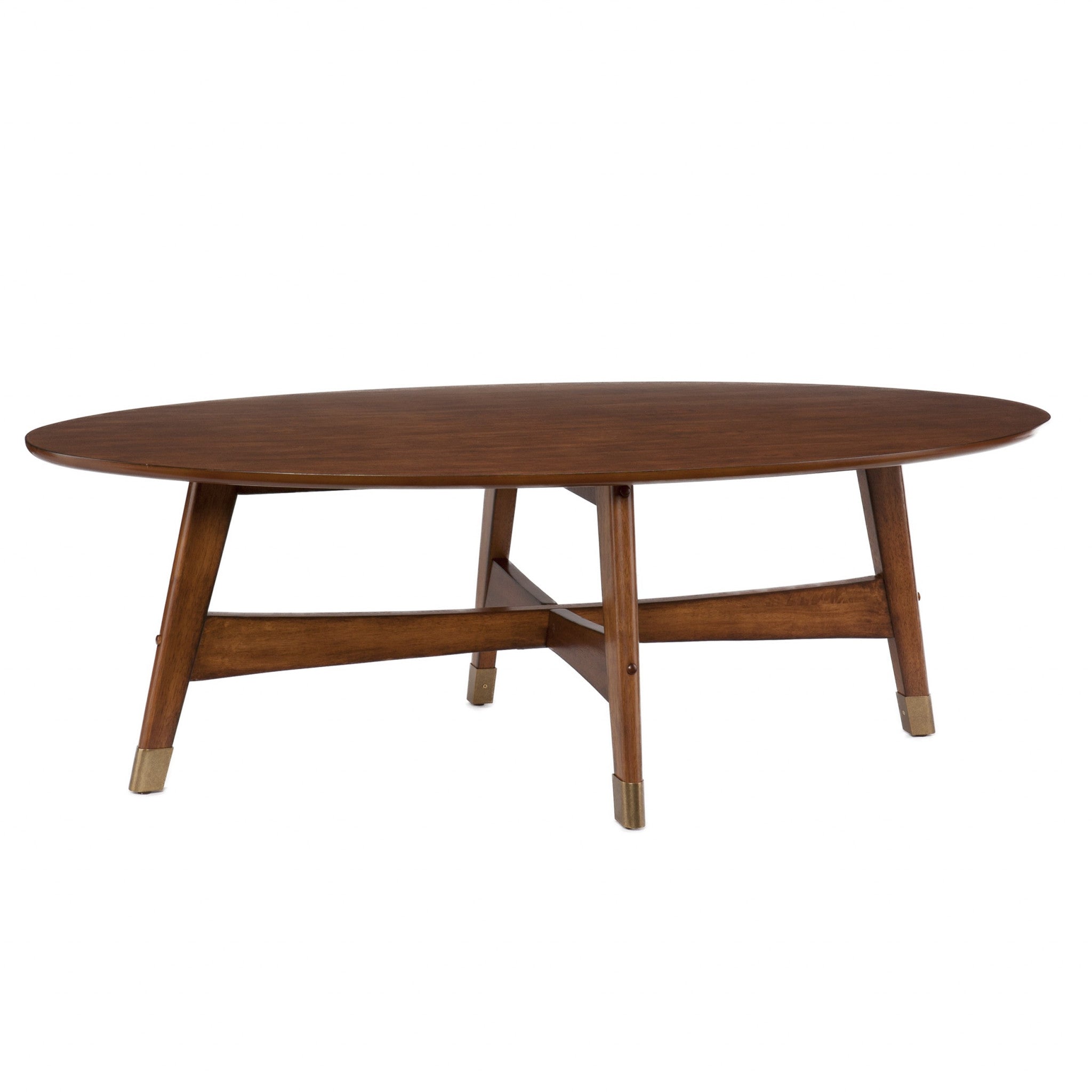 52" Brown Solid Wood With Iron Coffee Table