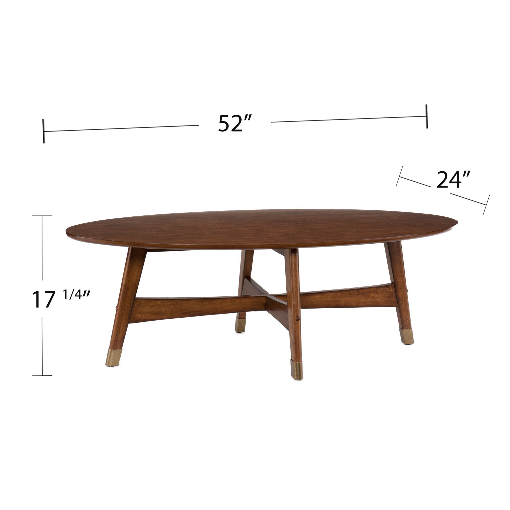 52" Brown Solid Wood And Metal Rectangular Coffee Table
