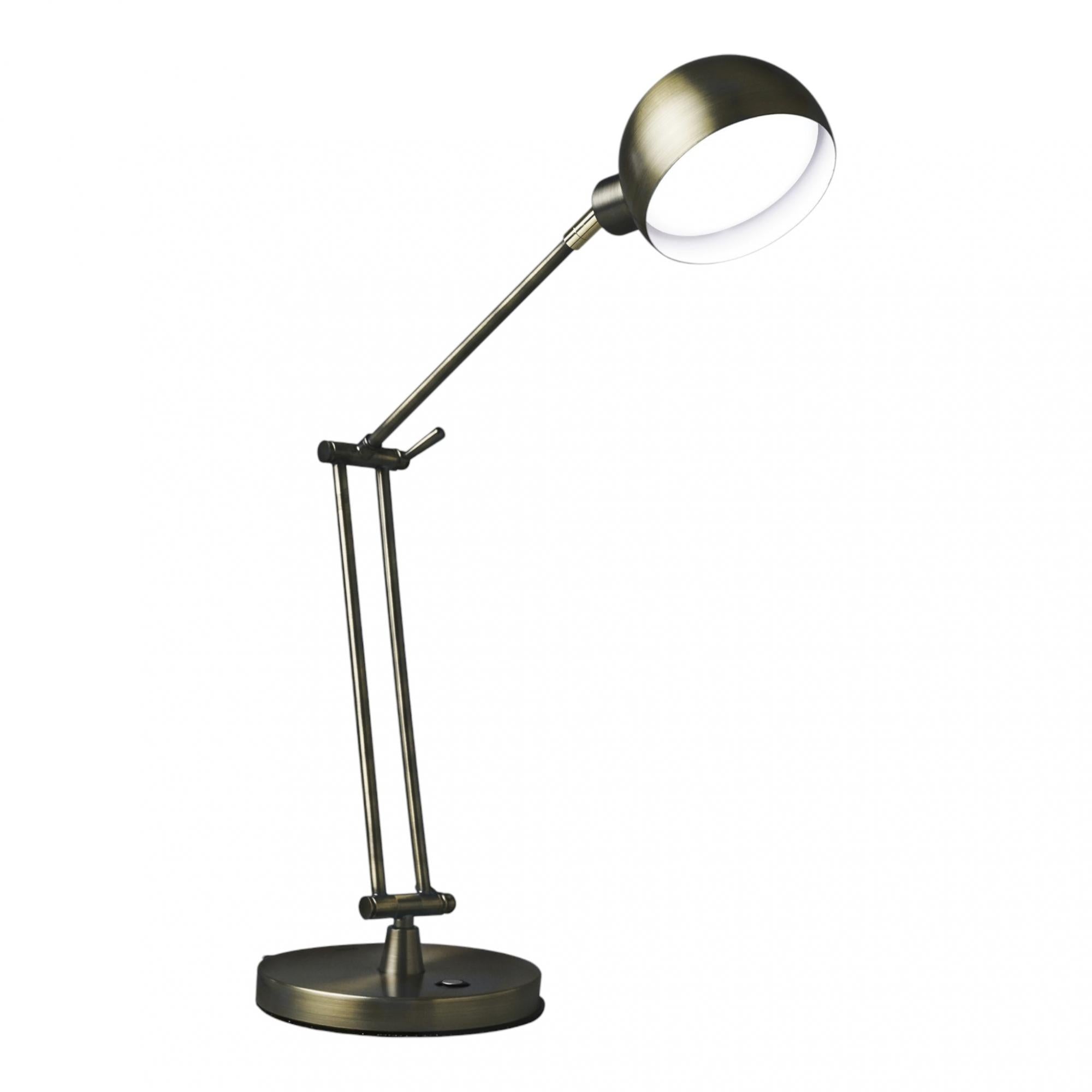 Shiny Satin Brass LED Adjustable Desk Lamp
