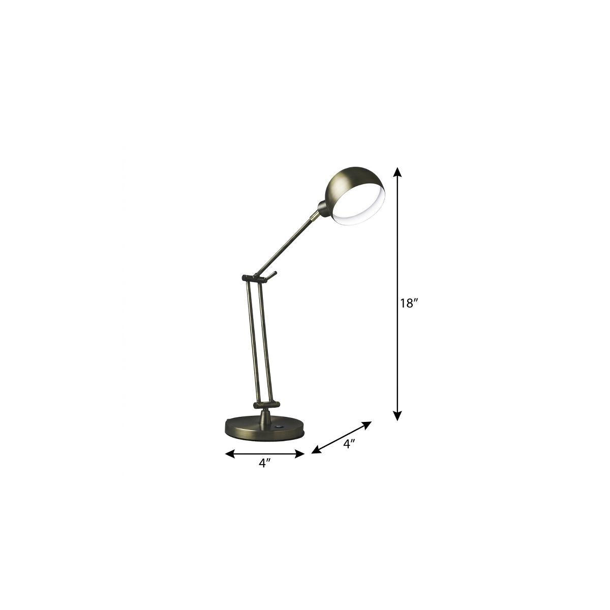 Shiny Satin Brass LED Adjustable Desk Lamp