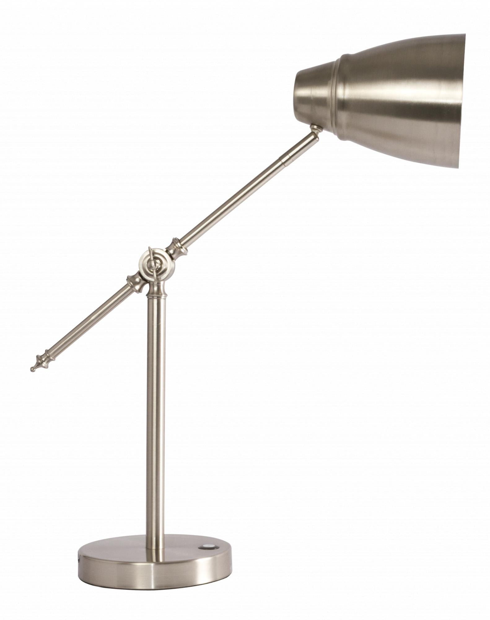 Brushed Silver LED Adjustable Desk Lamp
