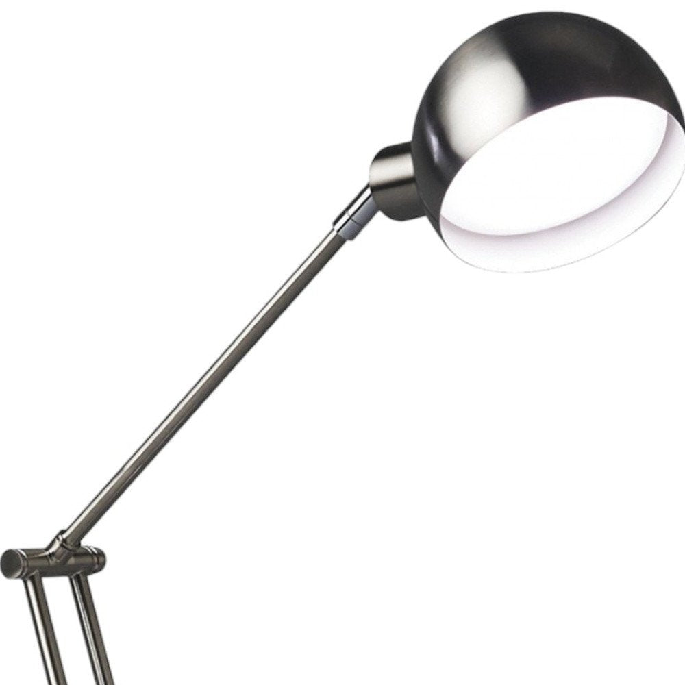 18" Nickel Metal Adjustable Swing Arm LED Desk Lamp With USB