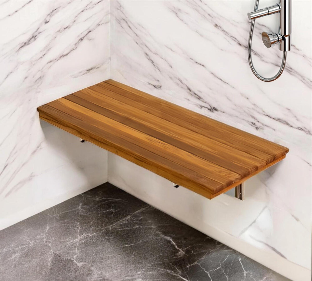 24" Premium Wall Mount Teak Shower Bench