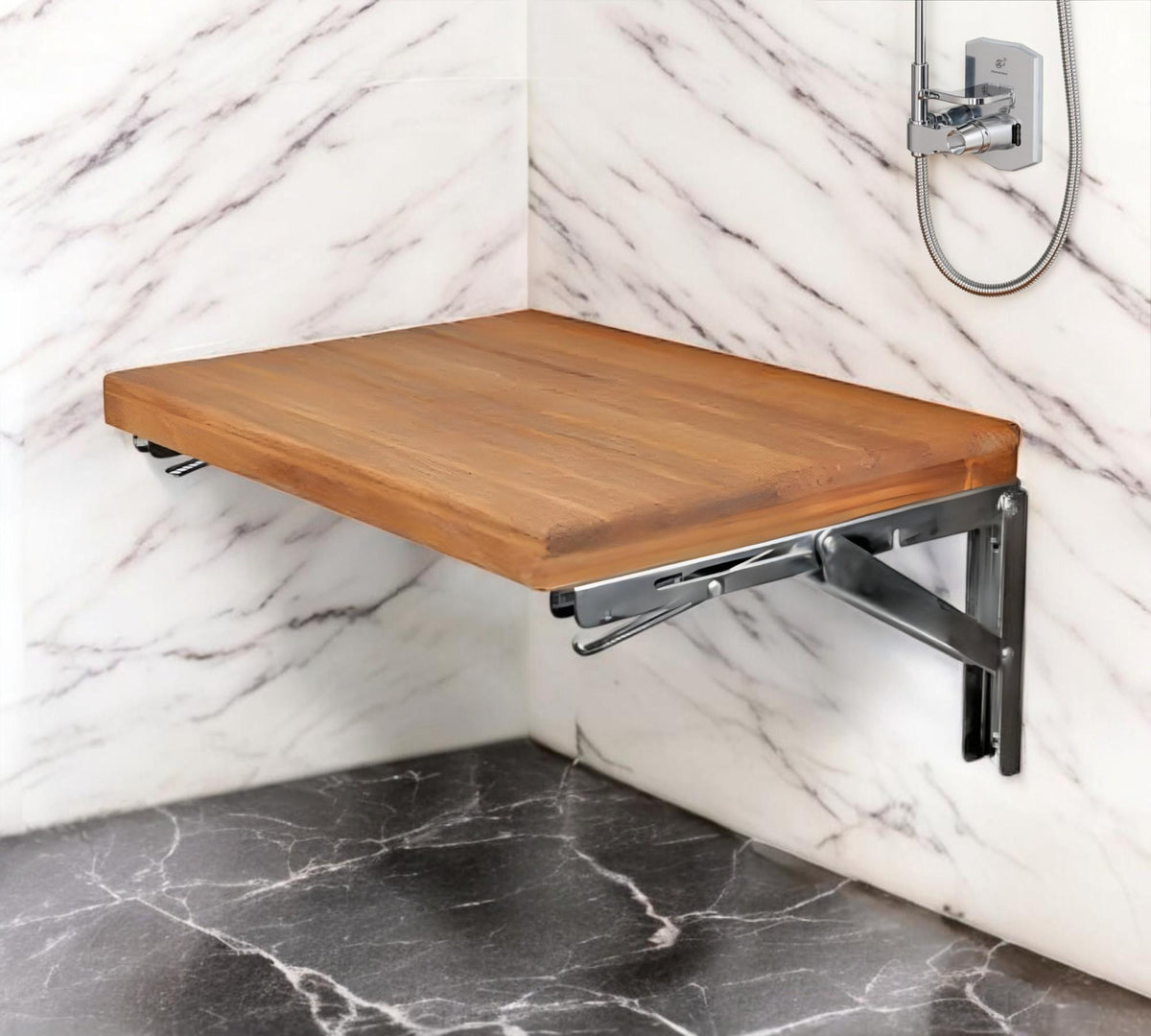 30" Brown Premium Wall Mount Teak Shower Bench