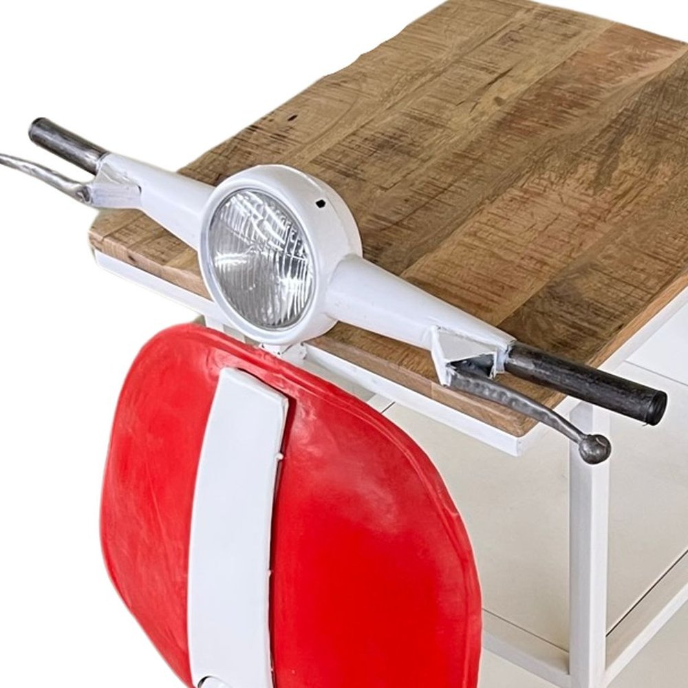 26" Red and Off White Novelty Scooter Open Cabinet With Two Shelves