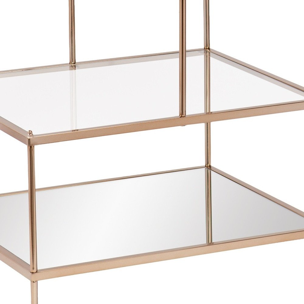 24" Gold And Clear Glass Tiered Rectangular End Table