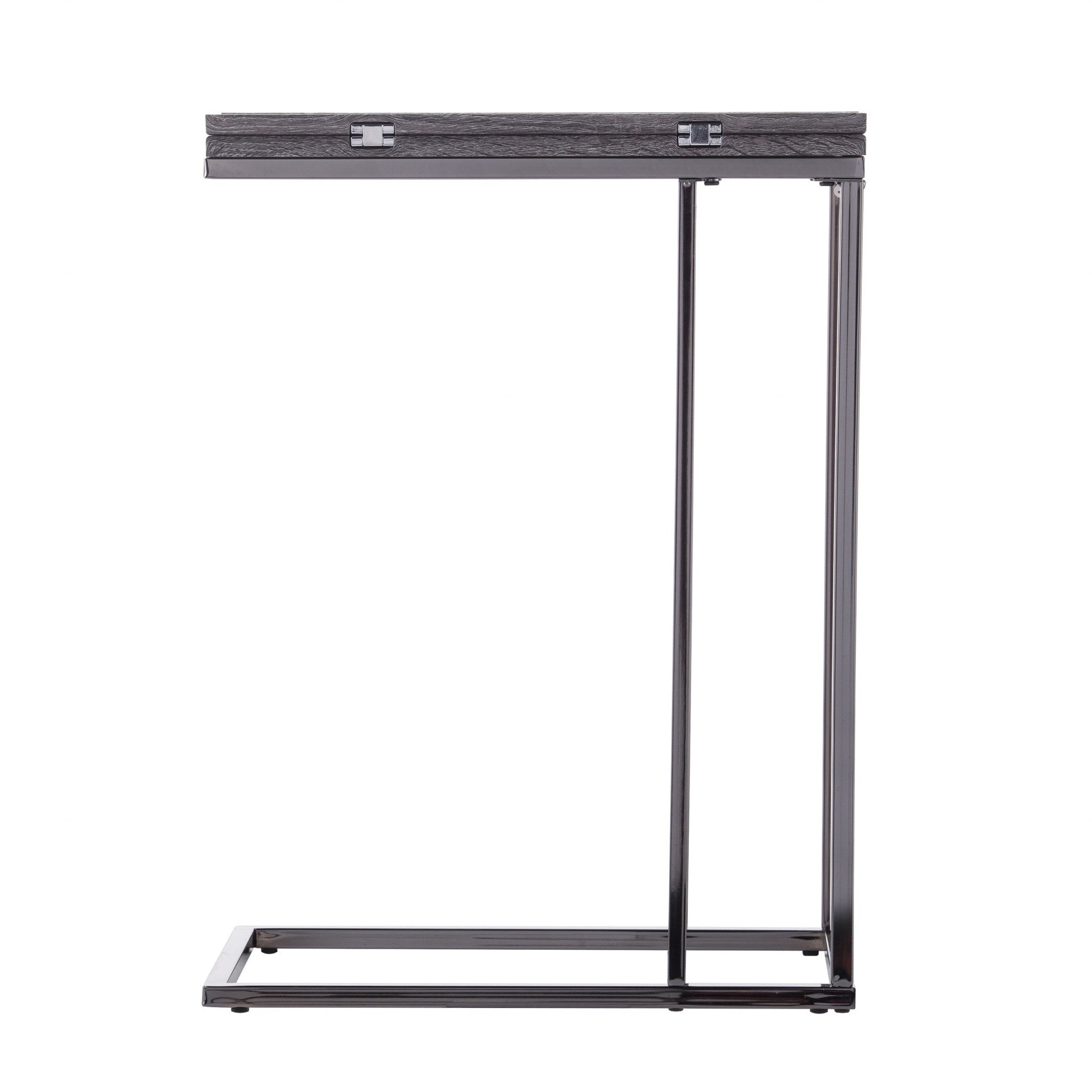 25" Silver And Gray Expandable Rectangular End Table