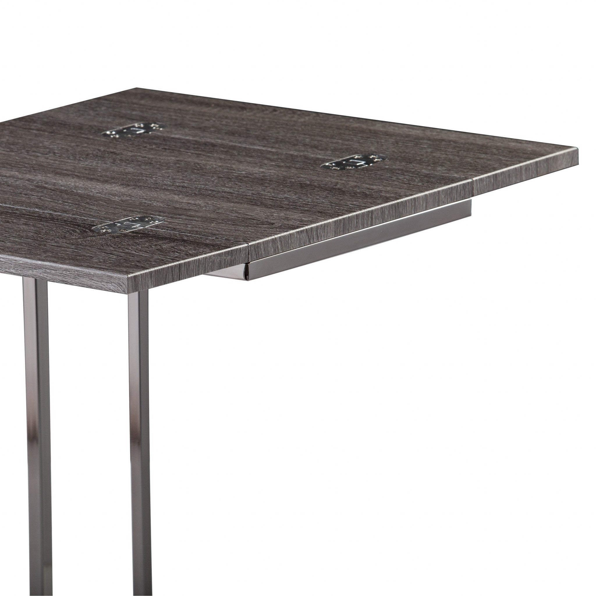 25" Silver And Gray Expandable Rectangular End Table