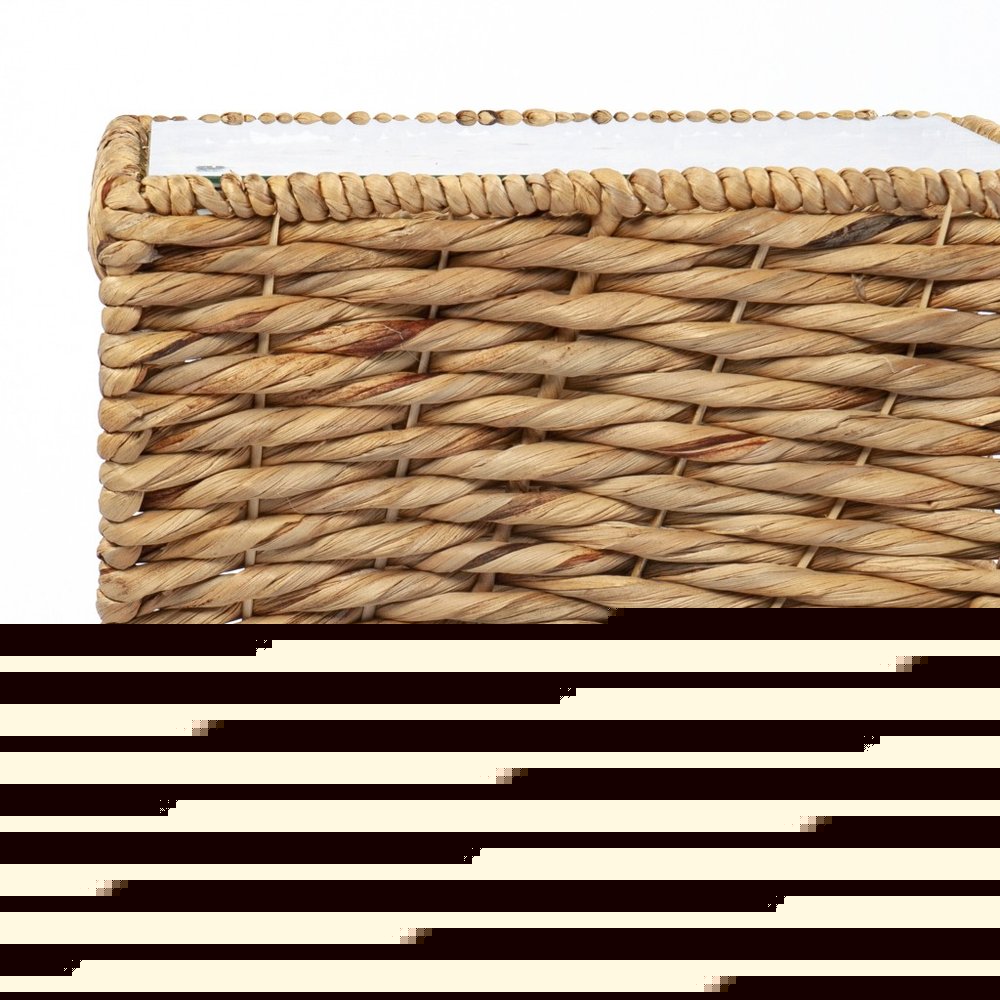 23" Brown And Natural Rattan Swirl Glass Top Square End Table