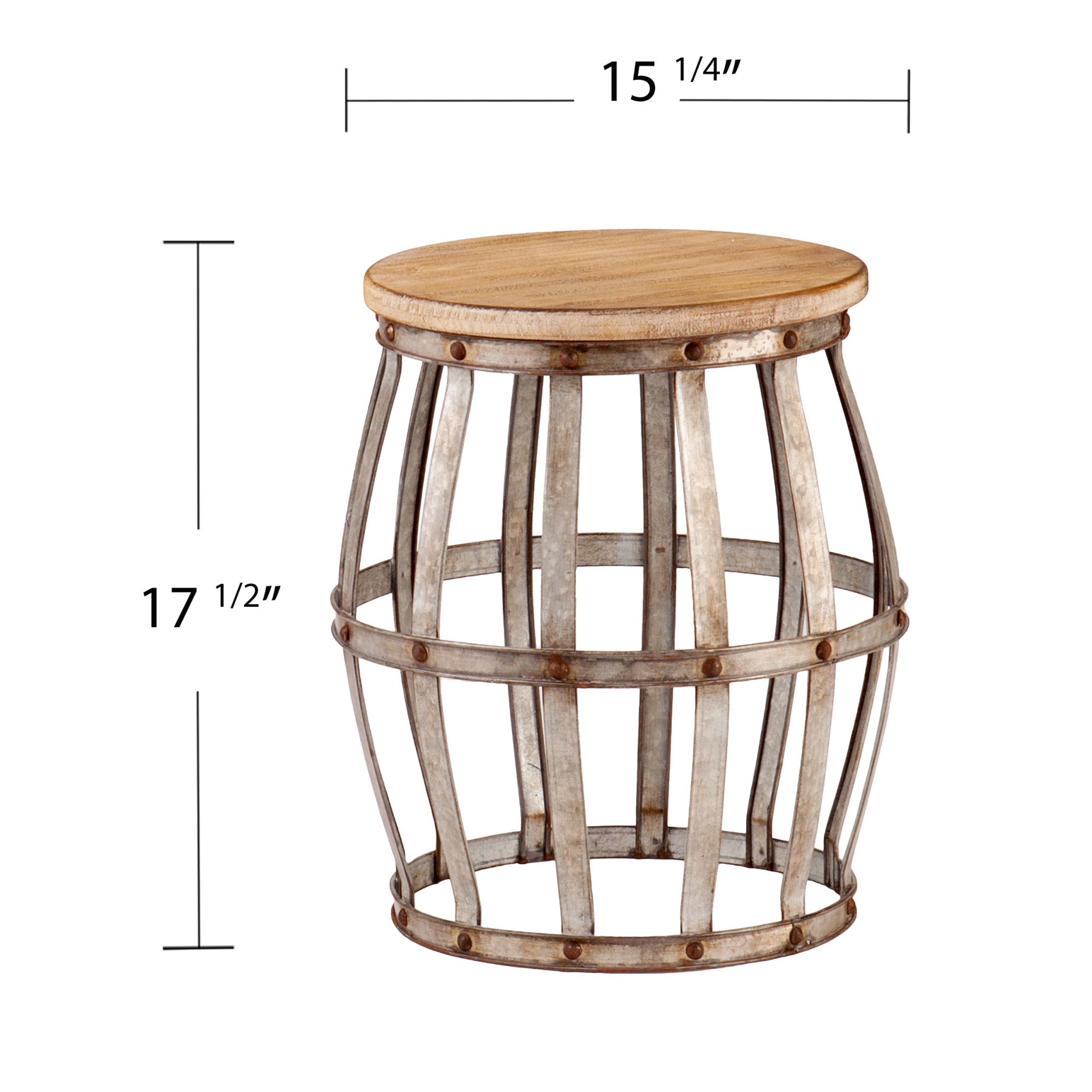 18" Silver And Natural Manufactured Wood Round End Table