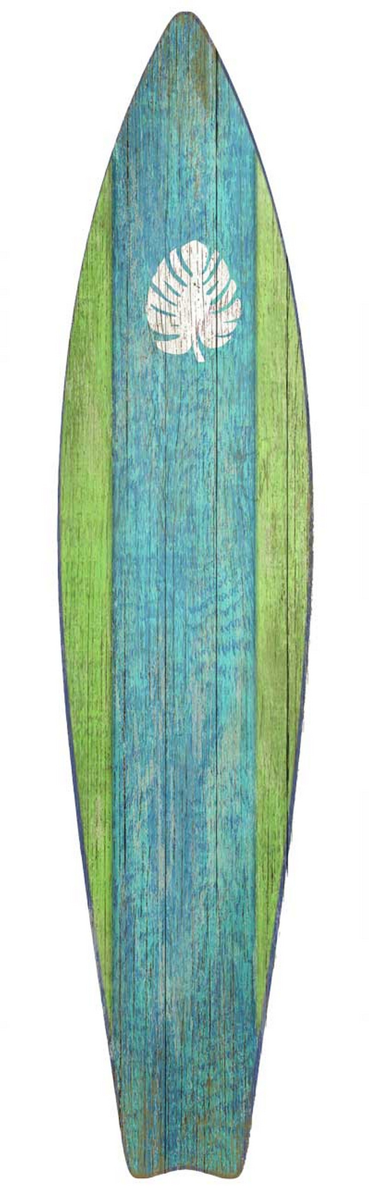 Rustic Aqua and Green Surfboard Wall Décor