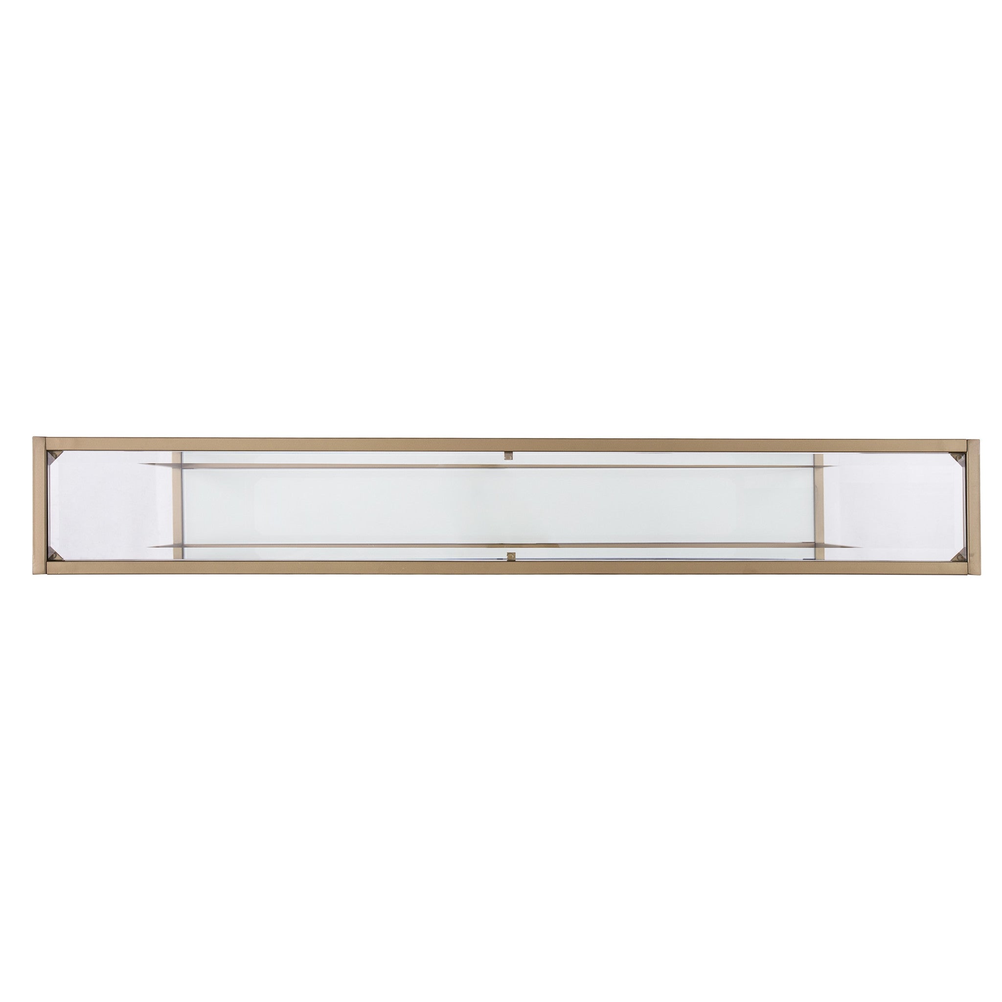 56" Clear and Gold Glass Floor Shelf Console Table With Storage