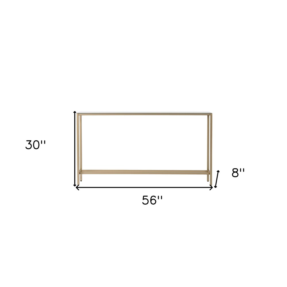 56" Silver and Gold Mirrored Glass Console Table
