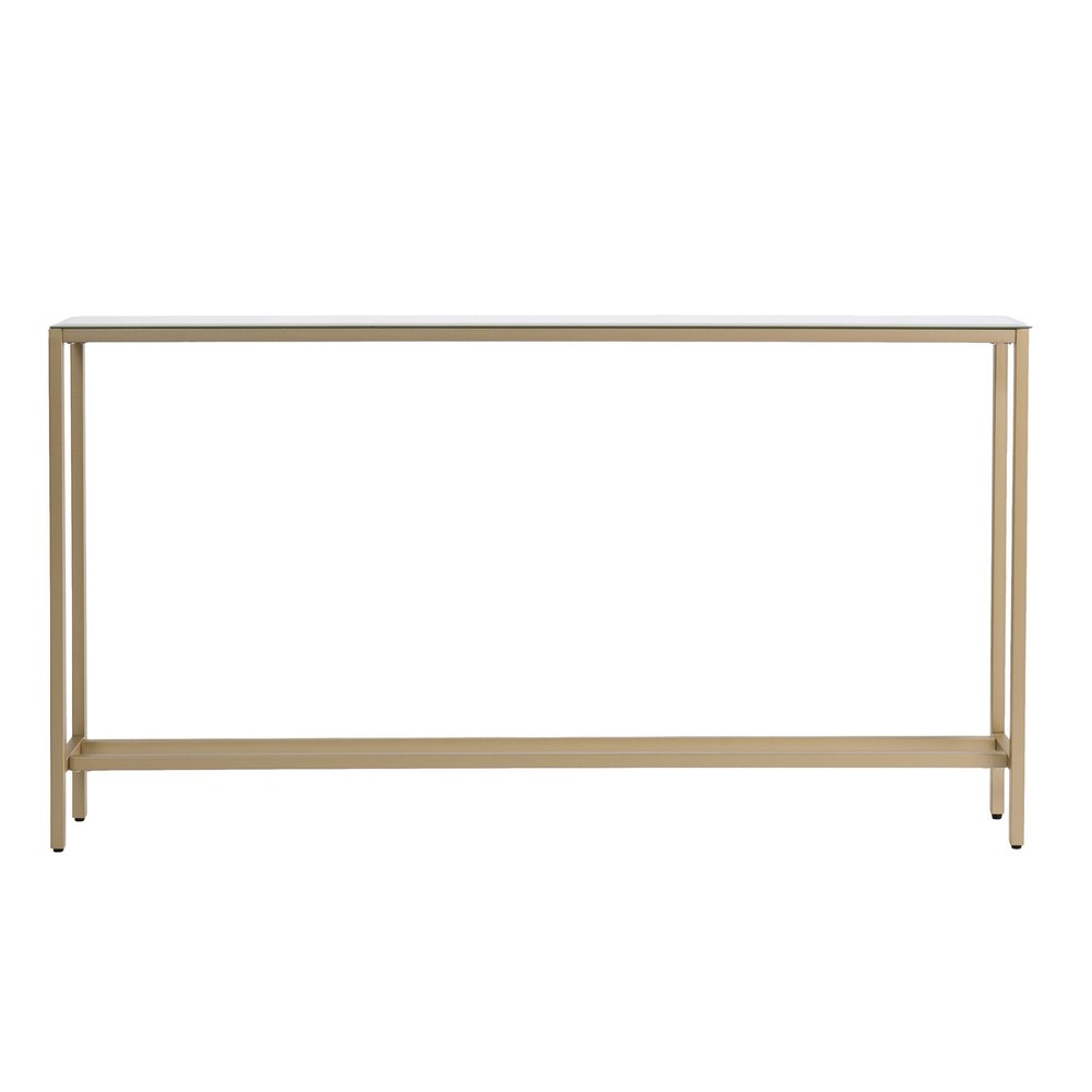 56" Silver and Gold Mirrored Glass Console Table