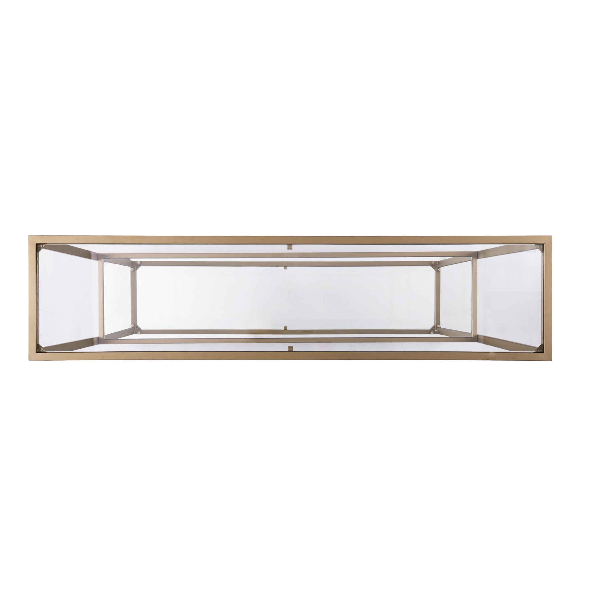 52" Clear and Gold Glass Mirrored Frame Console Table With Storage