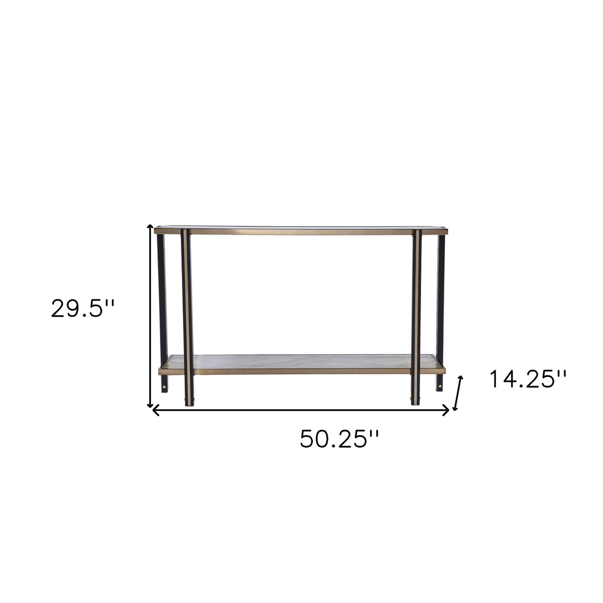 50" Smoky Black and Champagne Mirrored Glass Console Table With Shelf