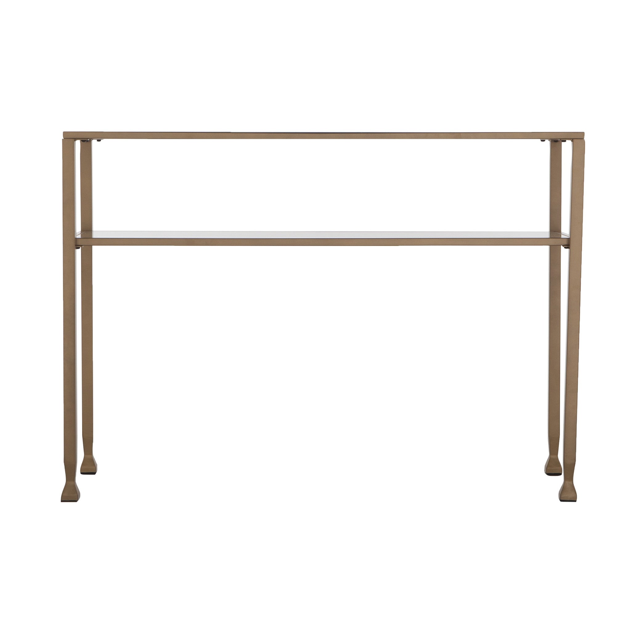 43" Clear and Gold Glass Console Table With Storage