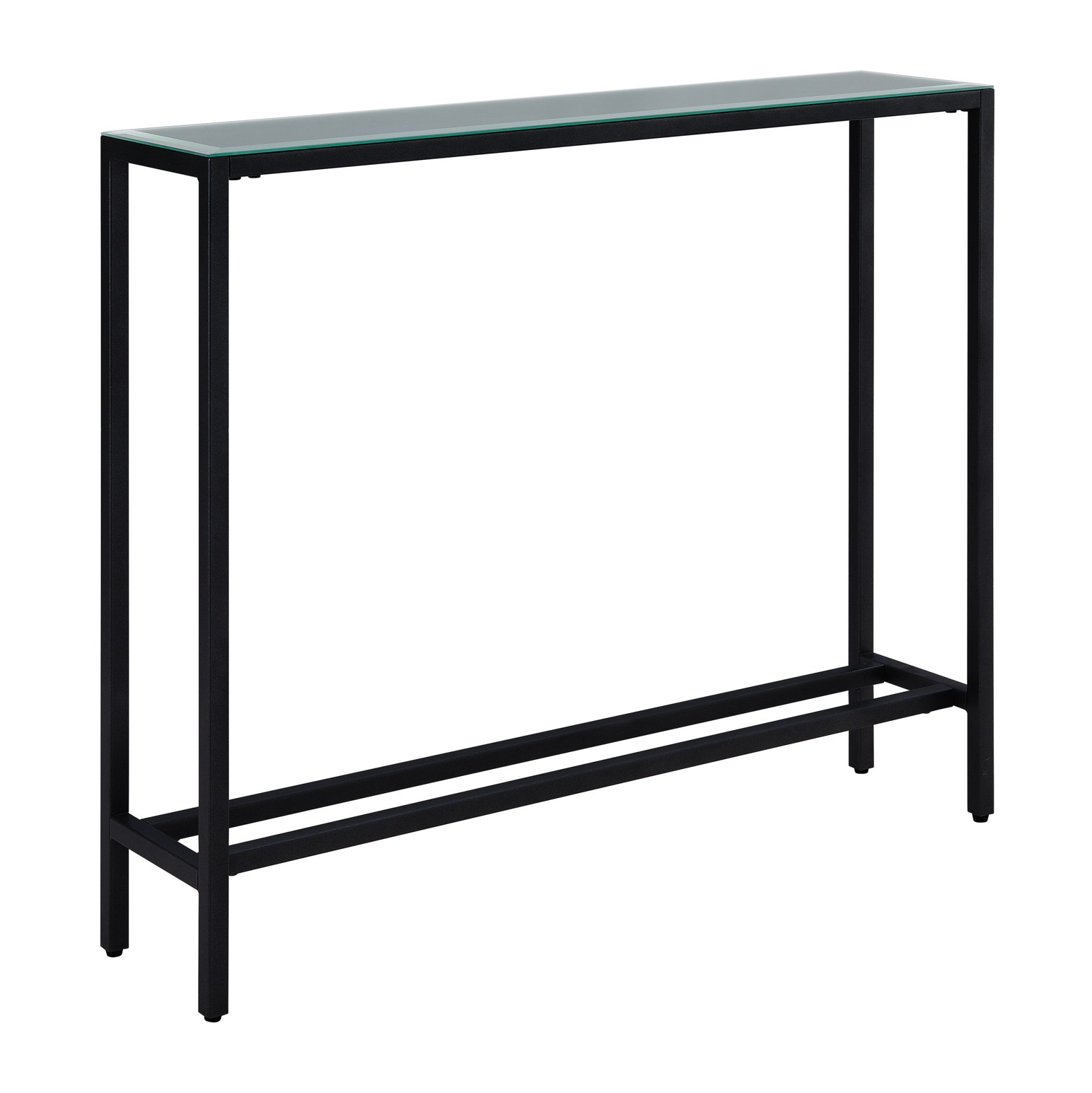 36" Black Mirrored Glass Console Table