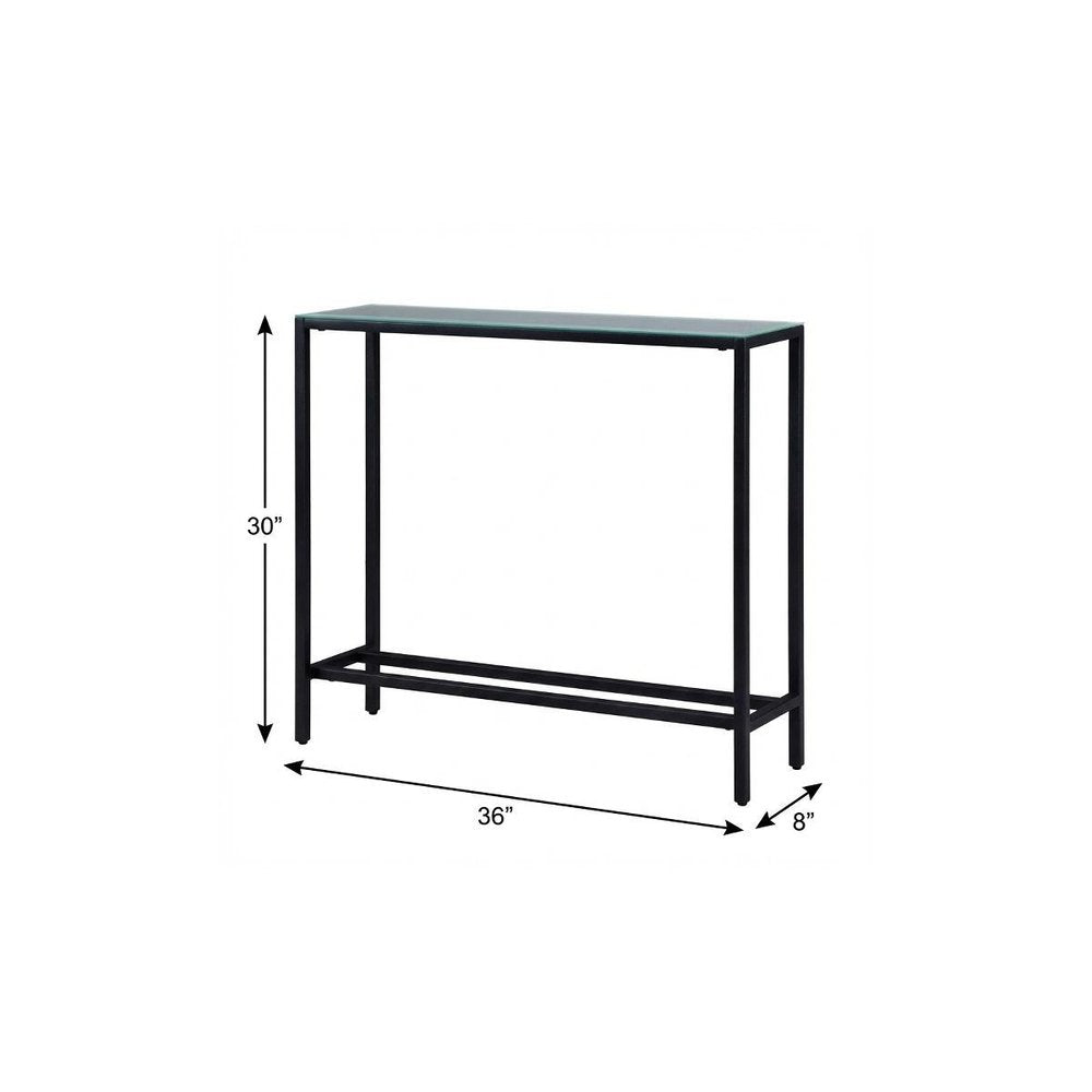 36" Black Mirrored Glass Console Table