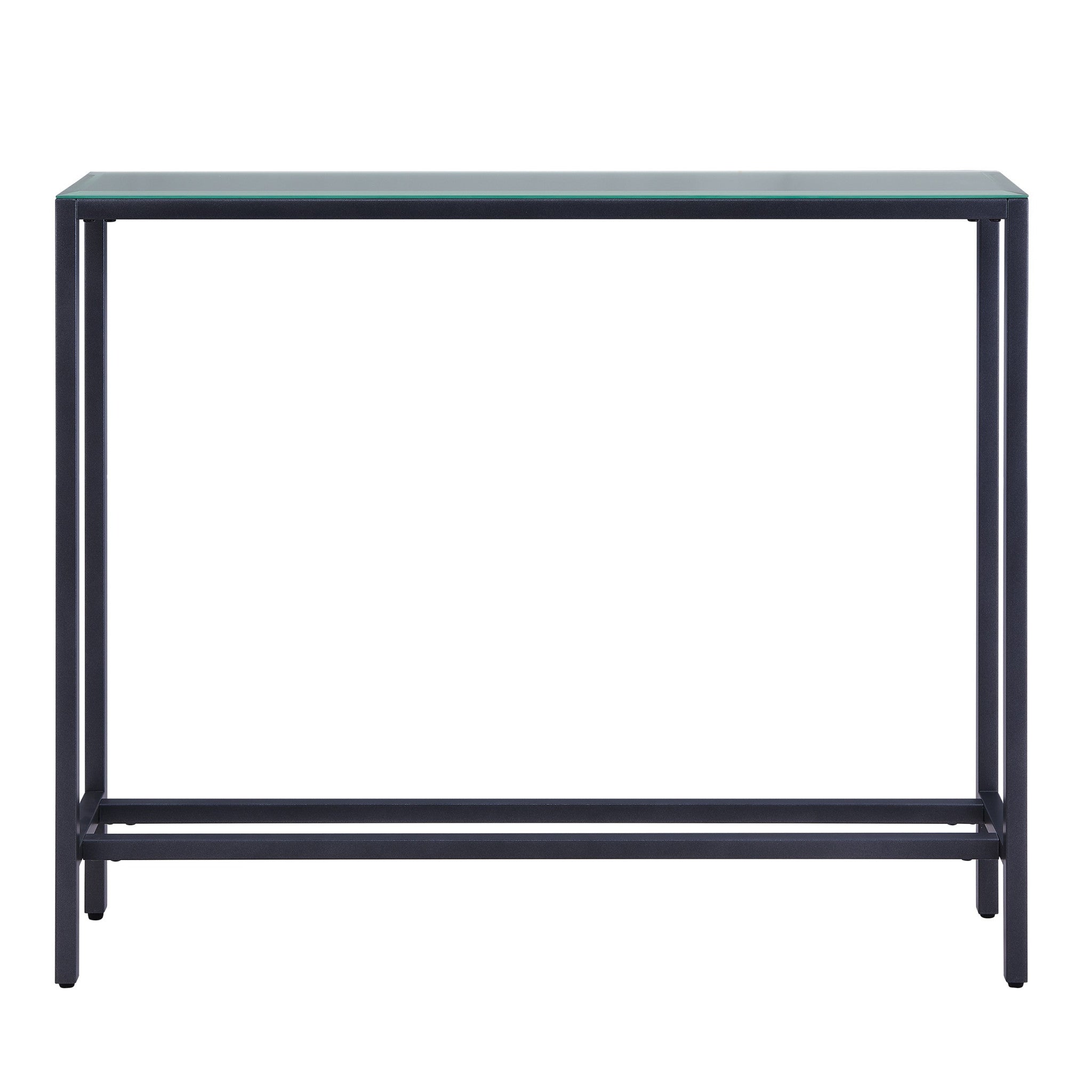 36" Black and Gunmetal Mirrored Glass Console Table