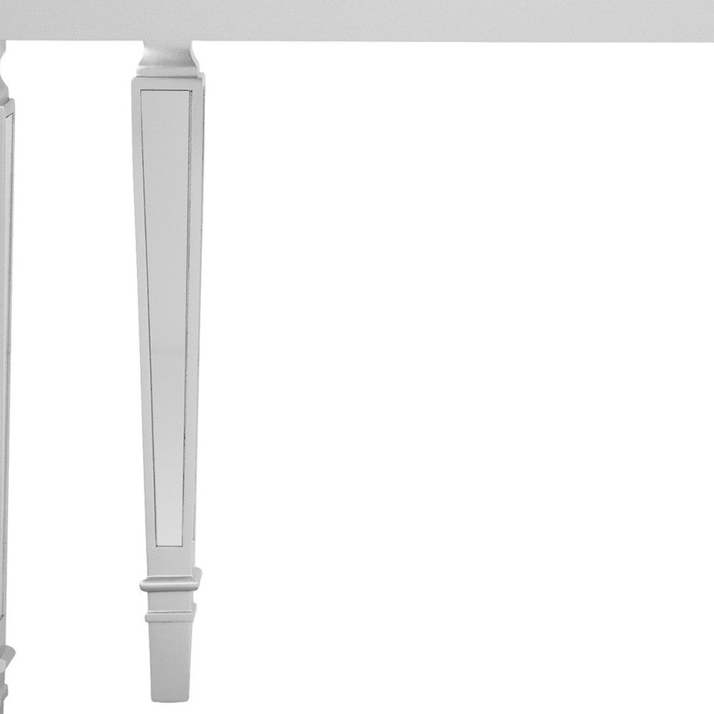 45" Silver Mirrored Glass and Wood Free Form Console Table