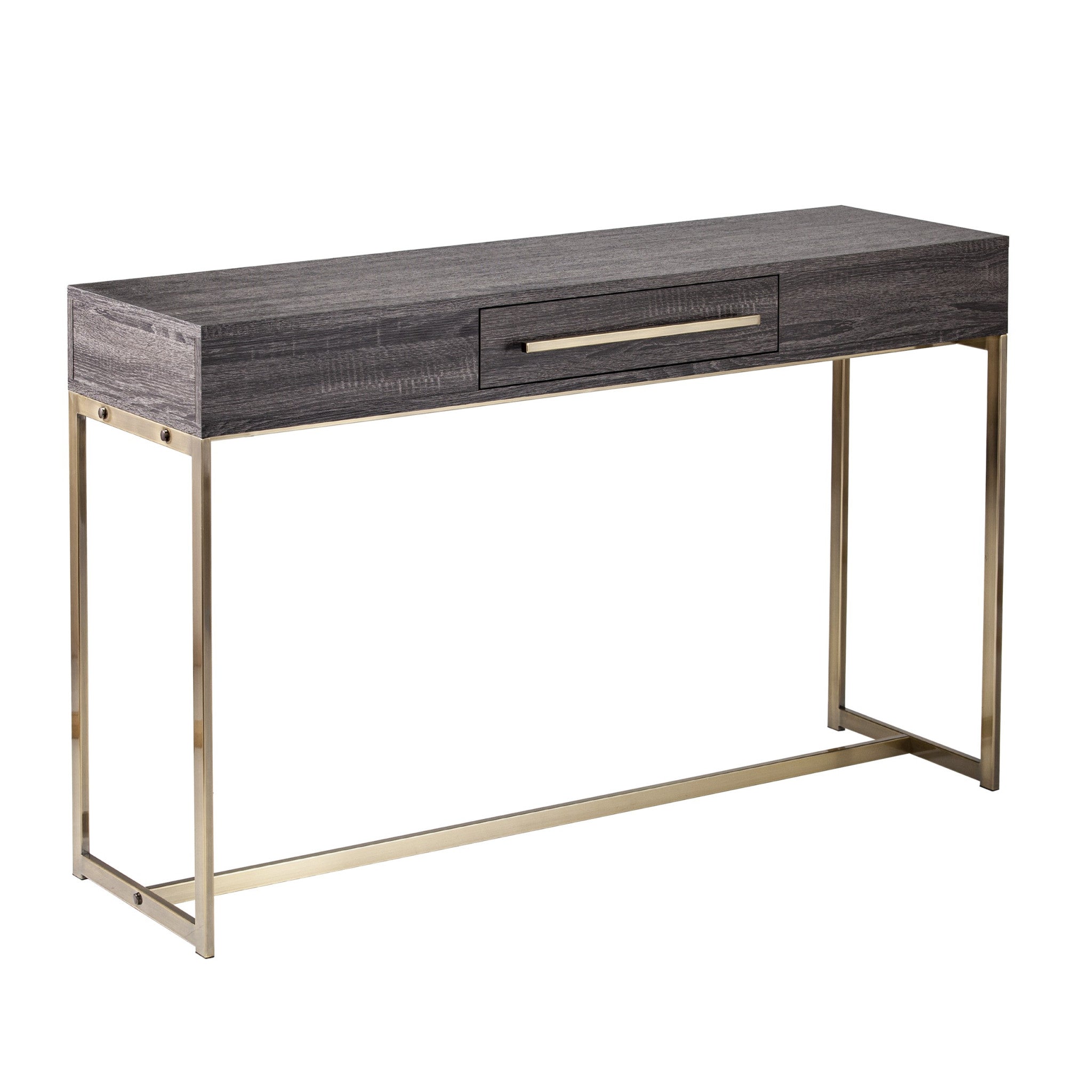 48" Gray and Gold Frame Console Table And Drawers