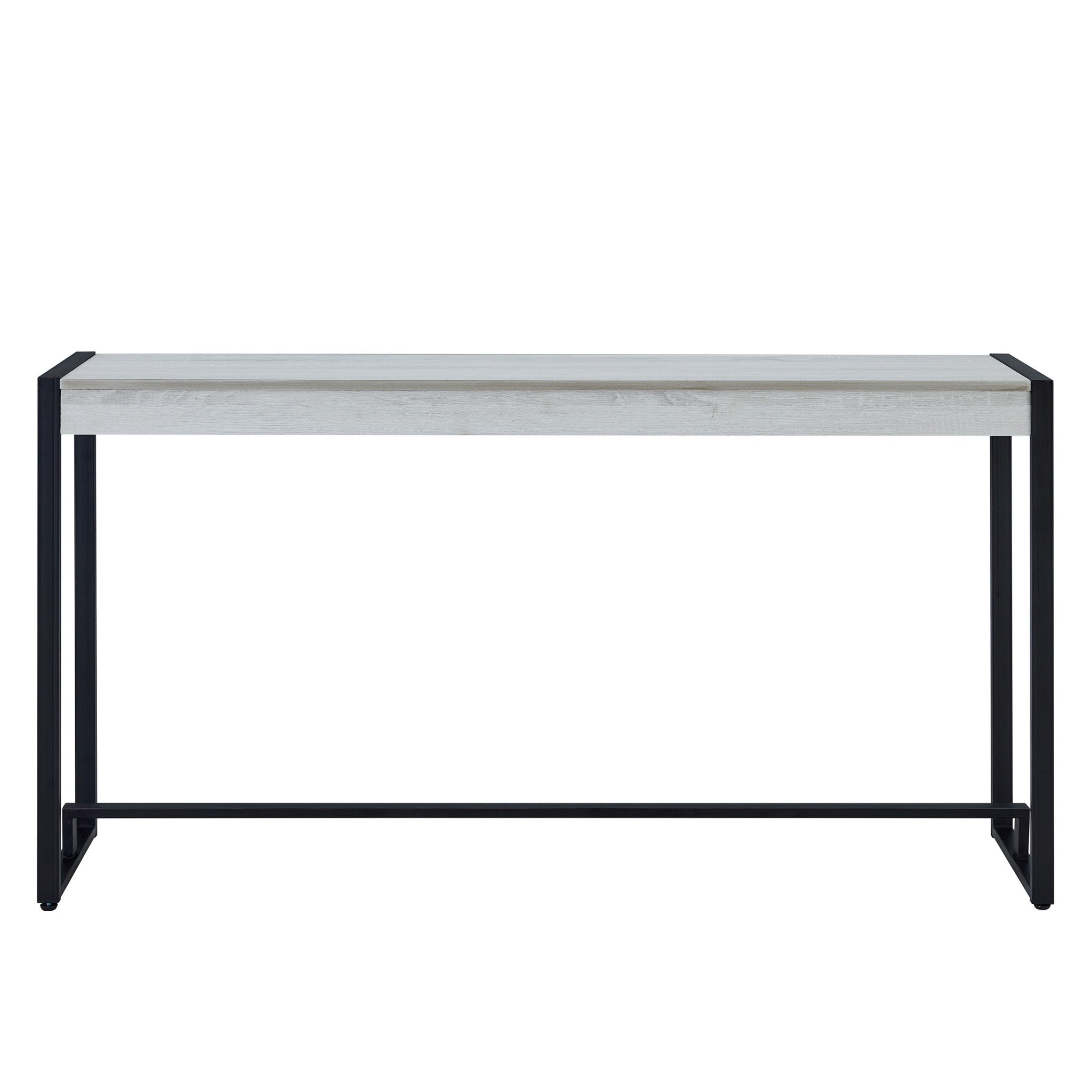 54" White and Black Distressed Sled Console Table