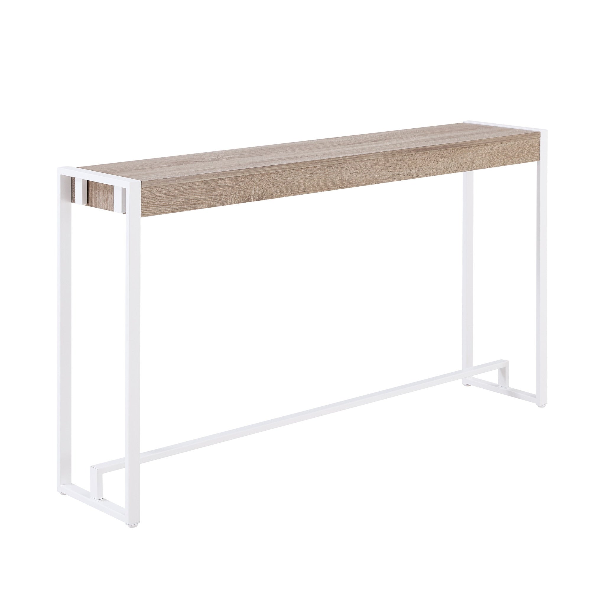 54" Gray Brown and White Sled Console Table