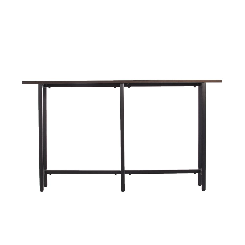 54" Espresso and Black Wood and Iron Console Table