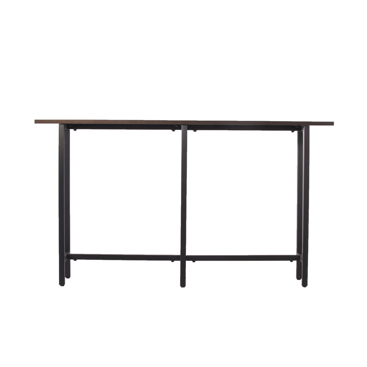 54" Espresso and Black Wood and Iron Console Table