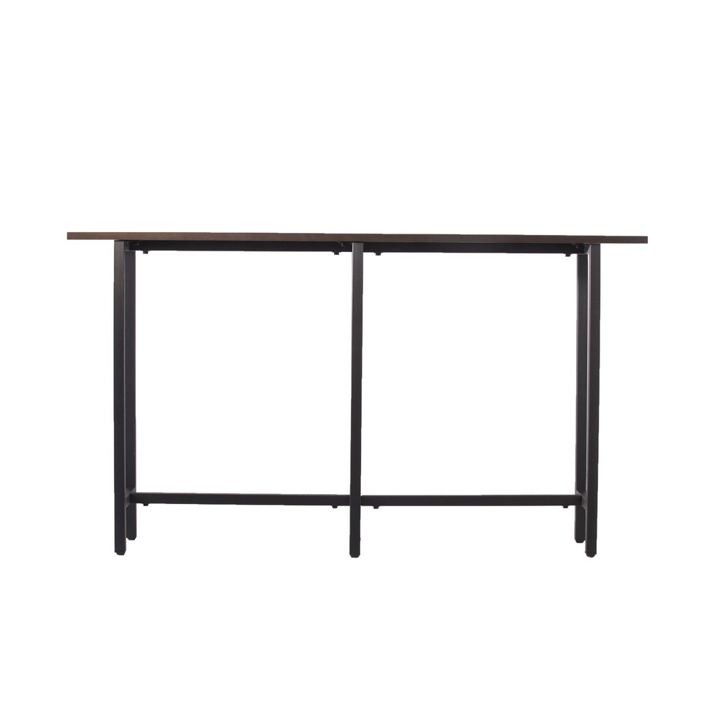 54" Espresso and Black Wood and Iron Console Table