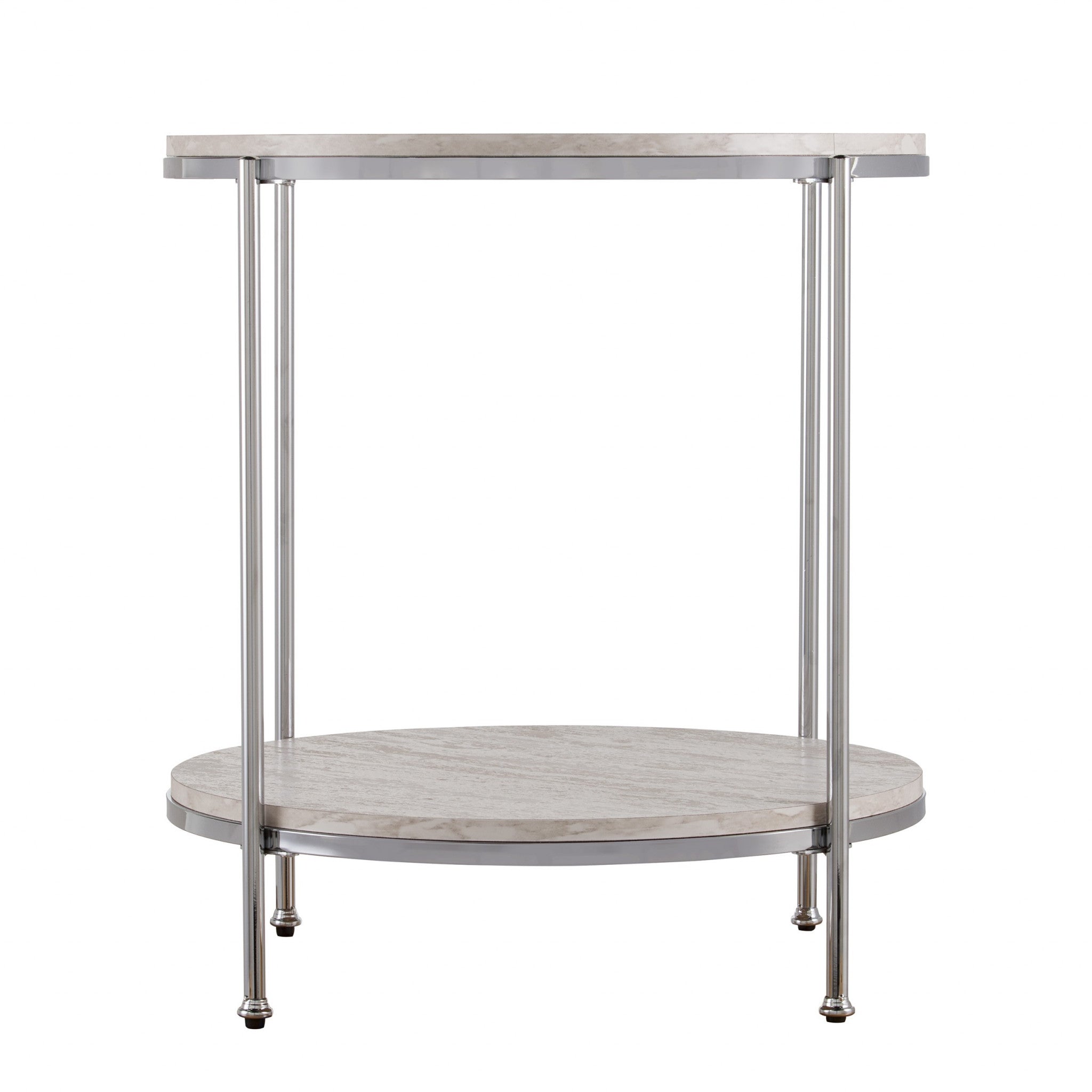 24" Chrome Manufactured Wood And Iron Rectangular End Table With Shelf