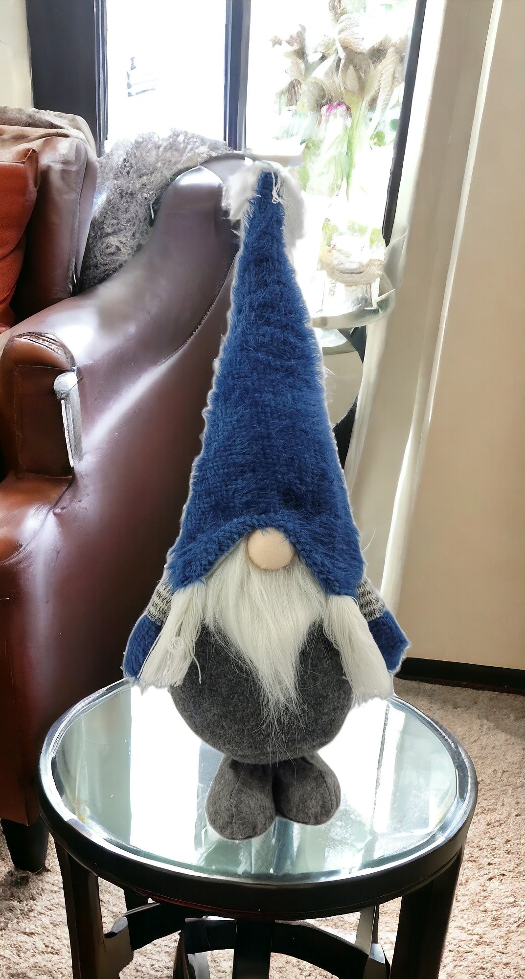 Royal Blue Fuzzy Hat Standing Gnome