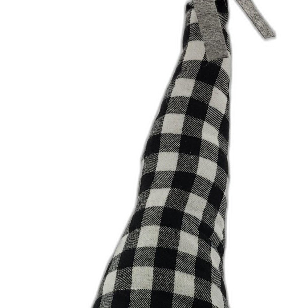 27" Black and White Buffalo Plaid Standing Gnome